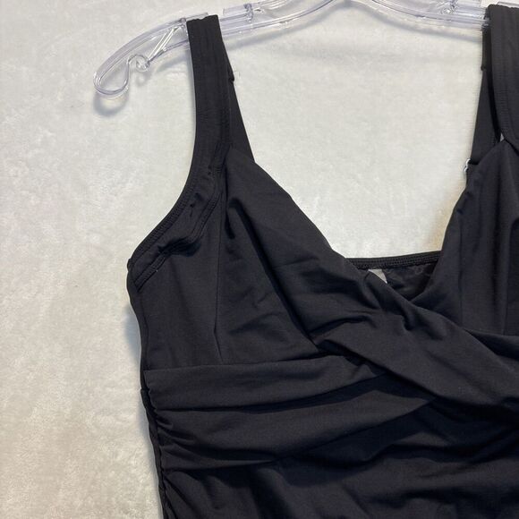 Lands' End Women's Size 8DD Underwire Bra Black Wrap Tankini Swimsuit Top Beach - Picture 2 of 15